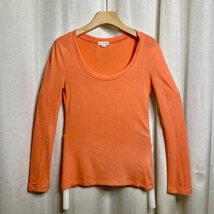 Zenna Outfitters Peach Scoop Neck Long Sleeve Top Womens XS Kidcore Preppy Y2K