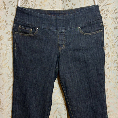 JAG Jeans Dark Wash Pull On Straight Leg Pants Women 16 Long Stretch Slim Fit