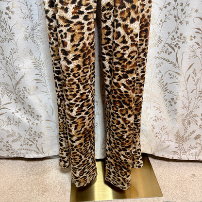 White Mark Animal Print Wide Leg Palazzo Pants Womens XL Stretch Loungewear Boho