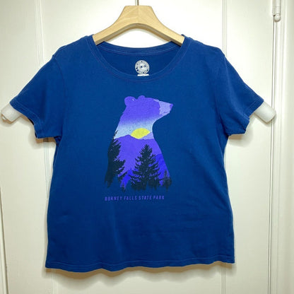 Burney Falls Bear Graphic T-Shirt Womens Large California Hiking Outdoor Travel