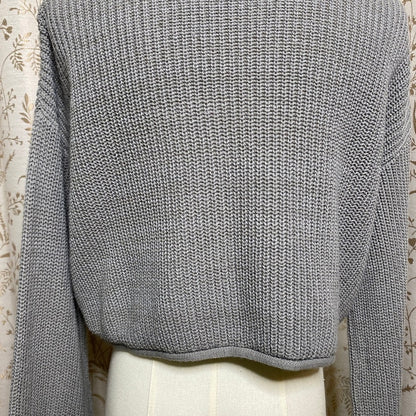 Wild Fable Grey Cropped Shaker Knit Sweater M 90s Grunge Minimalist Street Retro
