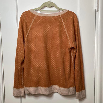 Cozy Reversible Long Sleeve Sweatshirt Orange Womens Large Casual Basics