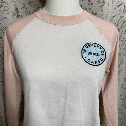 Forever 21 Cropped Raglan Tee Small Pink White Thrashed Sarcastic Snarky Saying