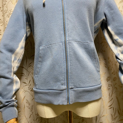 PINK Zip Up Hoodie XS Pastel Blue Tie Dye Stripe Y2K Streetwear Soft Girl Comfy