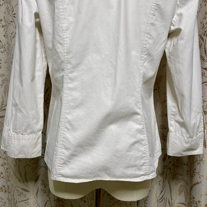 Talbots Petites White Button Down Shirt 8P Office Siren Academia Y2K Distressed
