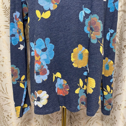 Sonoma Long Sleeve Tee Large Blue Floral Dark Cottagecore Naturecore Grandmacore