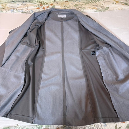 Marc New York Faux Leather Suede Drape Front Jacket Women XL Gray Moto Edgy Chic