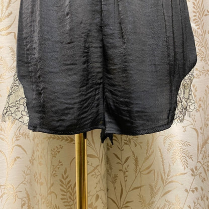 Me To We Black Silk-Feel Lace Trim Shorts Small Coquette Dollette Balletcore
