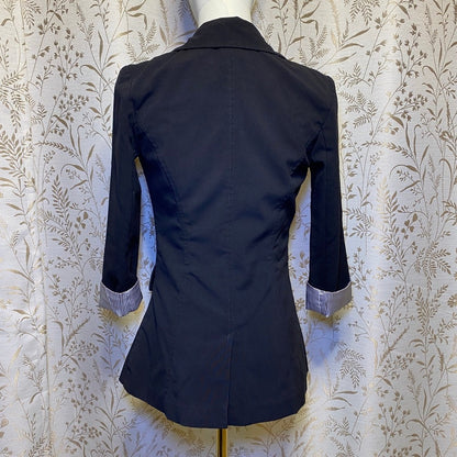 Iz Byer Black Fitted Blazer XS Dark Academia Office Siren Minimalist Corporate