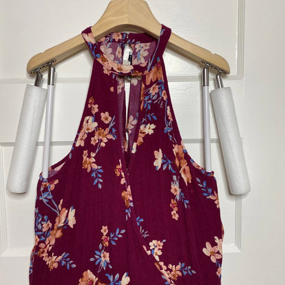 American Eagle Floral Print Halter Romper Womens S Beach Summer Travel Casual