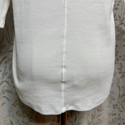 Quince Organic Cotton Micro Rib Elbow Sleeve Tee Womens XL White Minimalist Chic