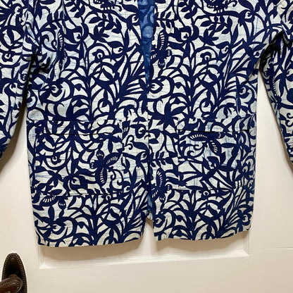 Vintage Handmade Batik Kimono Jacket XL Indigo Unlined Haori Coat Artsy Boho