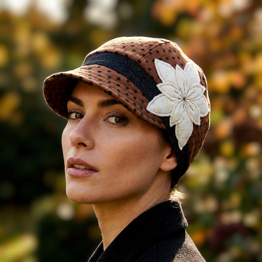 Flipside Hats Reversible Polka Dot Striped Cabbie Hat Driver Boho Slow Fashion