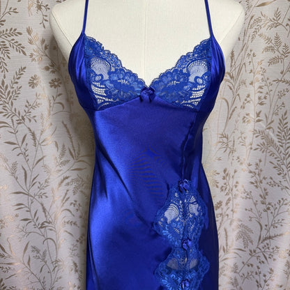 Shirley of Hollywood Blue Satin Lace Chemise Women S Romantic Sexy Whimsigoth