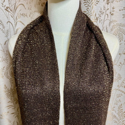 Echo Metallic Sparkle Knit Scarf Women OS NWT Espresso Gold Holiday Festive Glam
