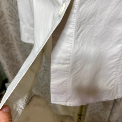 Talbots Petites White Button Down Shirt 8P Office Siren Academia Y2K Distressed