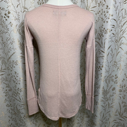 Abercrombie & Fitch Cozy Pink V-Neck Sweater XS Coquette Balletcore Romantic