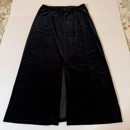Impressions Vintage Black Velvet Maxi Skirt Women L Whimsigoth Vampy Goth Witchy
