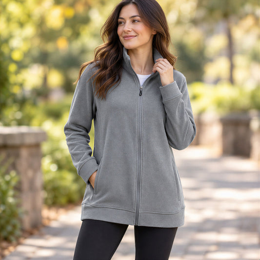 Hi-Tec Full Zip Fleece Jacket Women XXL Gray Cozy Performance Workout Athleisure