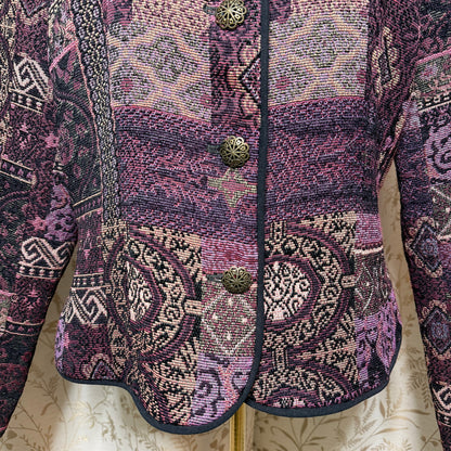 Christopher & Banks Vintage Tapestry Jacket Womens M Purple Whimsigoth Steampunk