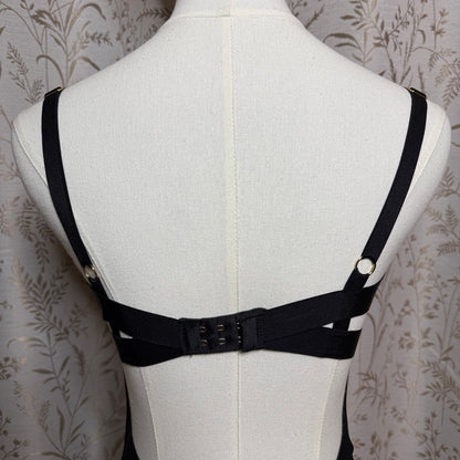 Victorias Secret Women Black Strappy Cage Teddy Bodysuit Large Boudoir Vampy