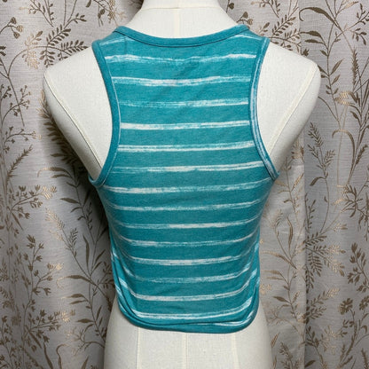 Aeropostal Teal Striped Crop Tank Top Small Retro Indie Skater Beach Festival