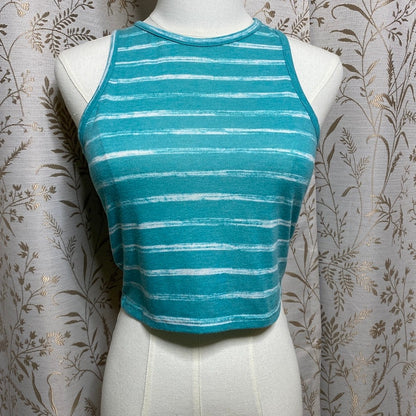 Aeropostal Teal Striped Crop Tank Top Small Retro Indie Skater Beach Festival