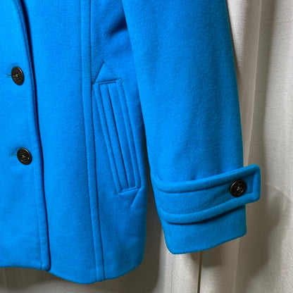 Lands' End Blue Wool/Cashmere Pea Coat 8P Nautical Sailor Chic Dopamine Dressing