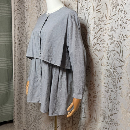 American Holic Seersucker Micro-Stripe Tiered Tunic Women M Japan Avant Garde