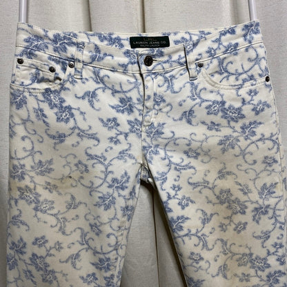 Lauren Ralph Lauren Floral Jeans Womens 2 Distressed Cottagecore Fairy Romantic