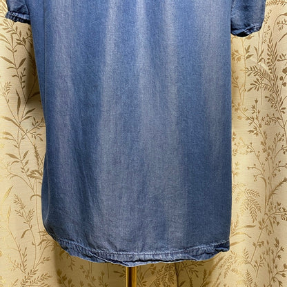 LC Lauren Conrad Chambray Lyocell Top Large Blue Soft Boho Coastal Minimalist