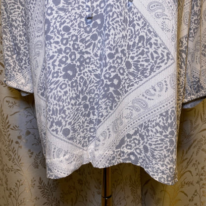 Sonoma Peasant Blouse XL Gray Paisley Leopard Cottagecore Lagenlook Minimalist