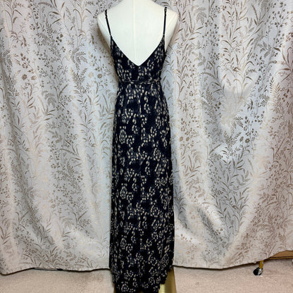 Moda International Leopard Print Maxi Dress Women L Stretch Boho Vintage Y2K