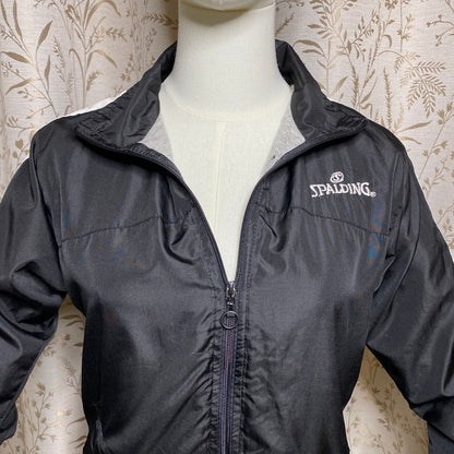 Spalding Track Jacket Medium Black Windbreaker Gorpcore Y2K Athleisure Utility