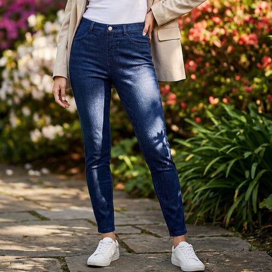 Uniqlo Ultra Stretch Denim Leggings Small Indigo Minimalist Clean Girl Capsule