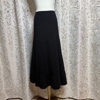 Philosophy Republic Tiered Midi Skirt Women XL Black Whimsigoth Boho Witchy Goth