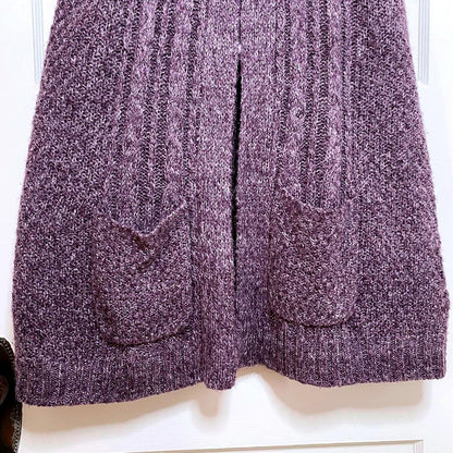 Sonoma Purple Cable Knit Cardigan Womens L Short Sleeve Cozycore Whimsigoth Boho