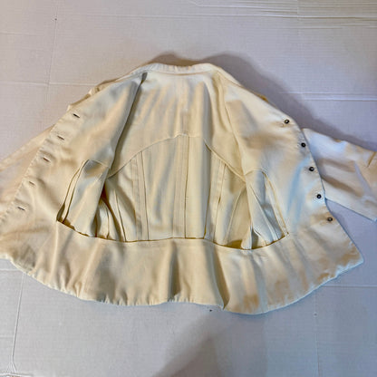 Vintage Cream Peplum Blazer Womens S 3/4 Sleeve New Look Mid-Century Retro Chic