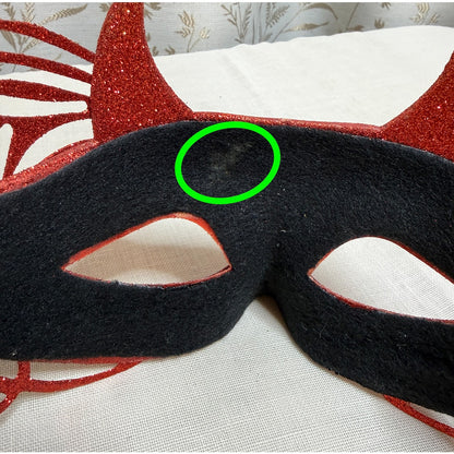 Red Glitter Die Cut Devil Mask Halloween Masquerade Costume Baddie Cottage Goth
