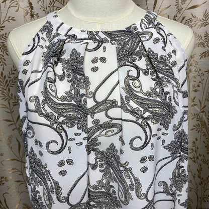 Grace Karin Paisley Halter Neck Blouse XL Boho Chic Dark Academia Careerwear