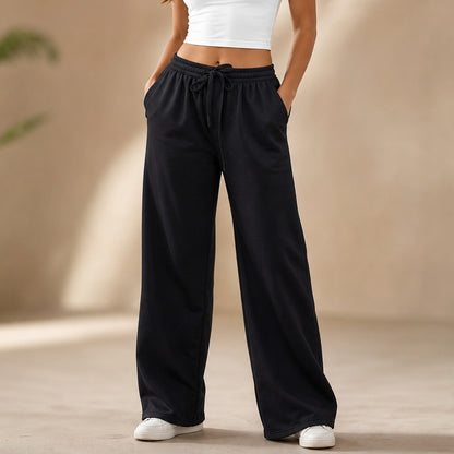 Yogipace Fleece Lined Wide Leg Sweatpants Women L Tall Black Athleisure Gorpcore