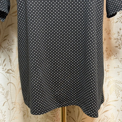 Croft & Barrow Polka Dot Short Sleeve Top Womens L Stretch Retro Classic Preppy