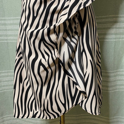 SHEIN Zebra Print Puff Sleeve Mini Dress Small Bodycon Cocktail Party Night Out