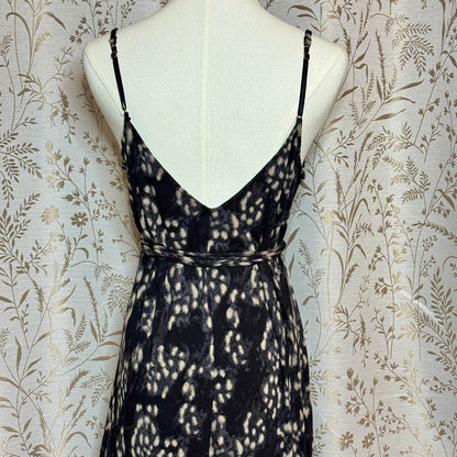 Moda International Leopard Print Maxi Dress Women L Stretch Boho Vintage Y2K