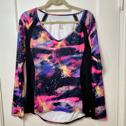 Ideology Galaxy Print Long Sleeve Activewear top Womens Large Athleisure Yoga