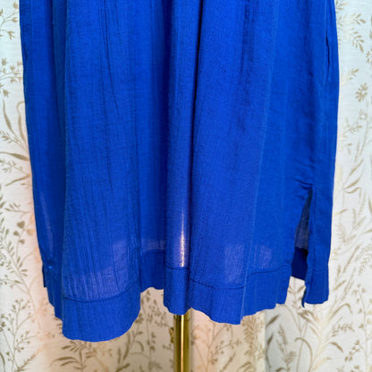Lauren Ralph Lauren Blue Cotton Mini Dress L Shoulder Tie Coastal Beach Summer