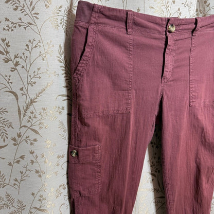 Sonoma Stretch Twill Crop Cargo Utility Pants Women 12 Wine Gorpcore Cabincore