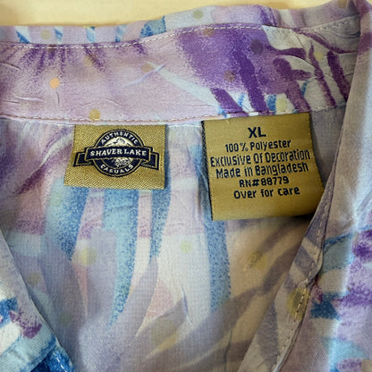 Shaver Lake Vintage Sleeveless Semi Sheer Blouse Women XL Y2K Tropical Sparkle