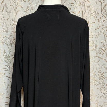Sympli Black Henley Tunic Dress Womens 18 Lagenlook Minimalist Artsy Travel