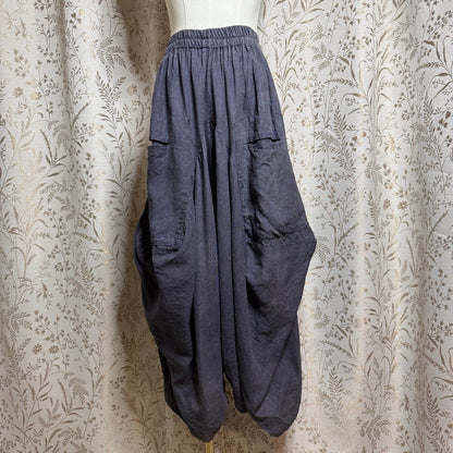 Linen Drop-Crotch Harem Pants Women Small Lantern Wings Avant Garde Lagenlook